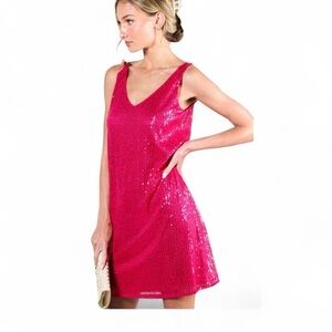 NWT fun fuchsia sequins sleeveless minidress small